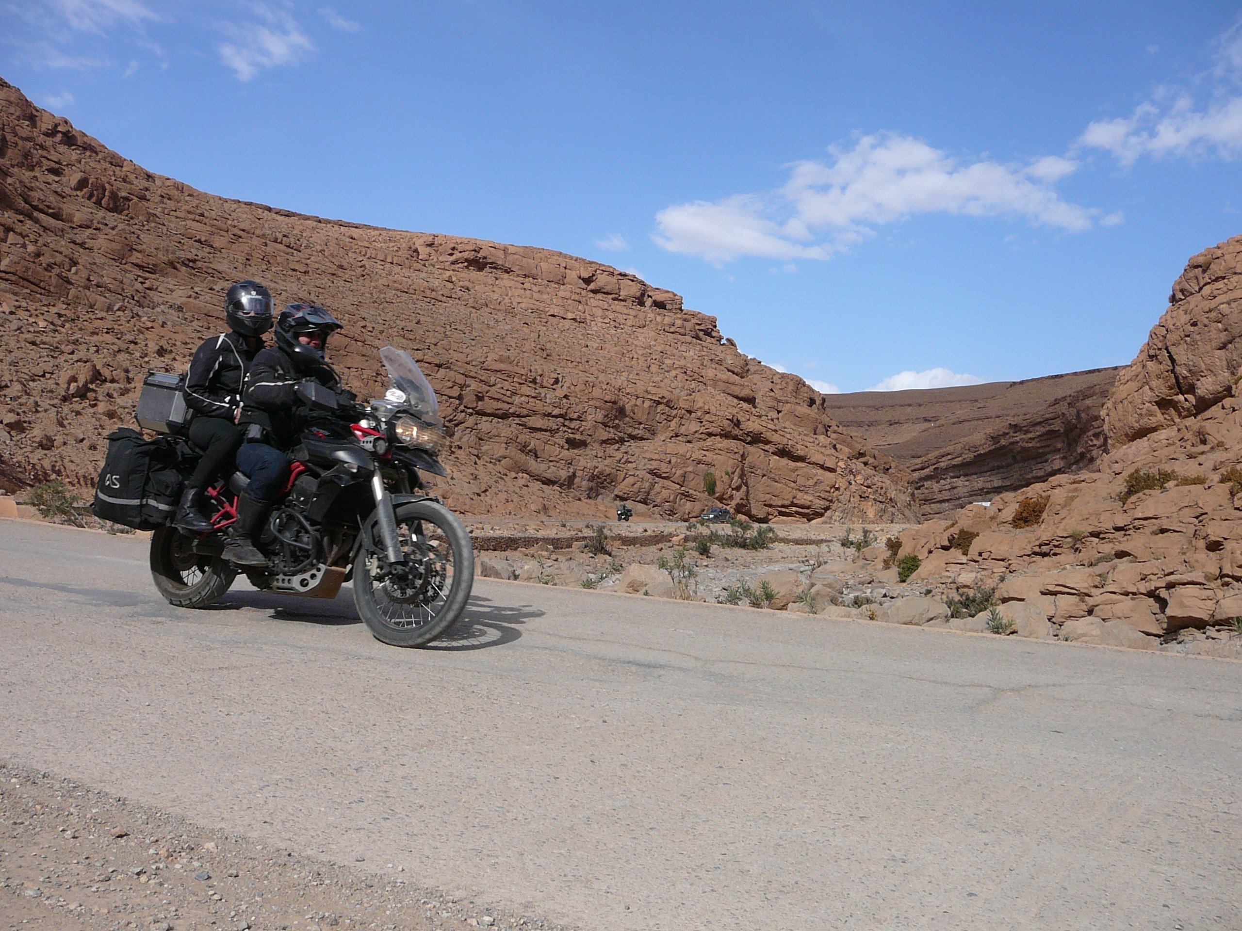 UK to Morocco Motorcycle Tour 1 Two Up Riding at Triumph on a Morocco Motorbike tour