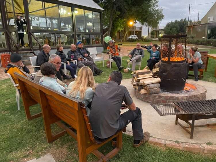 Enjoying outdoor braai and fire pit